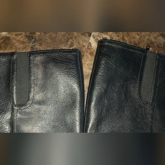 "Natalie" Sz. 9 High Faux Black Leather Boots - Picture 5 of 6